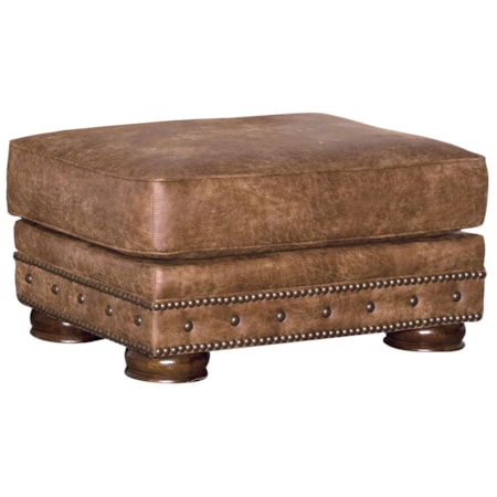 Ottoman with Bun Feet and Nailhead Trim